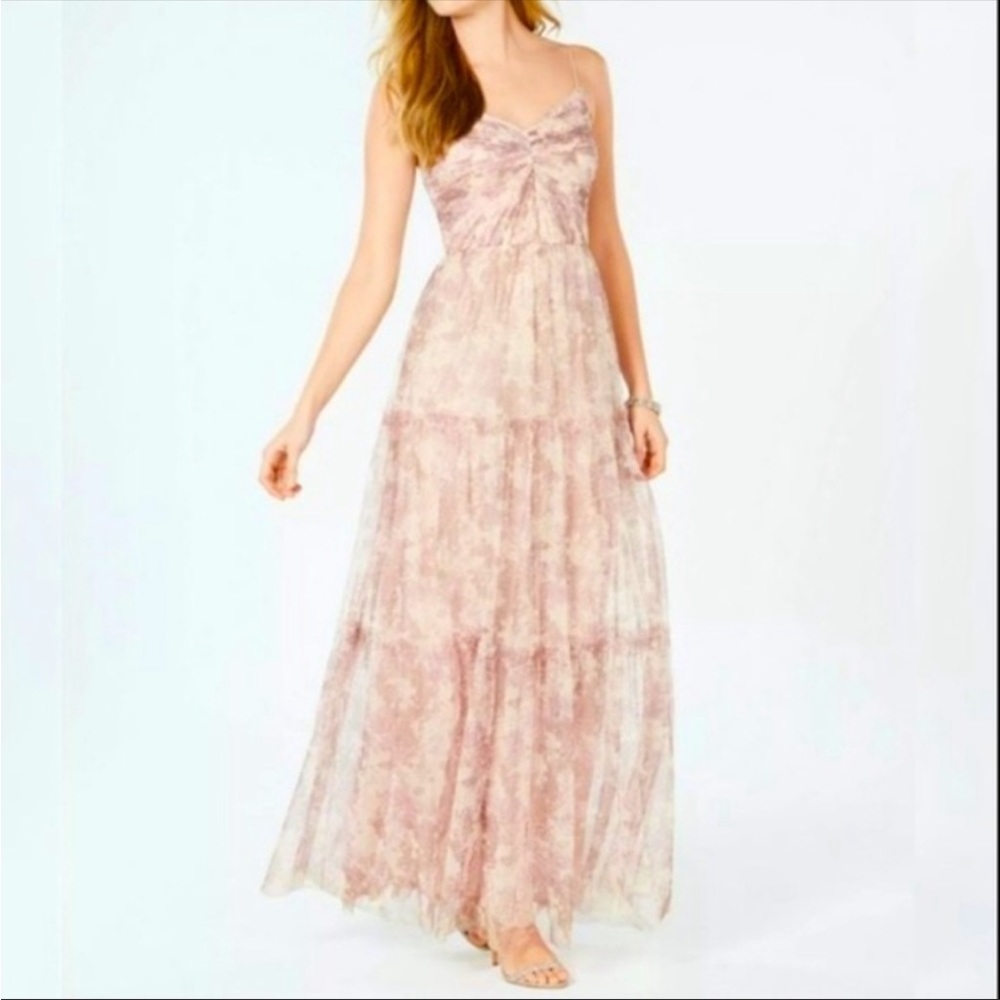 ADRIANNA PAPELL Womens Blush Ruched Maxi Formal Dress - size 4